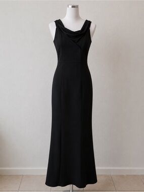 Romy Black Sleeveless Cowl-Neck Maxi Dress